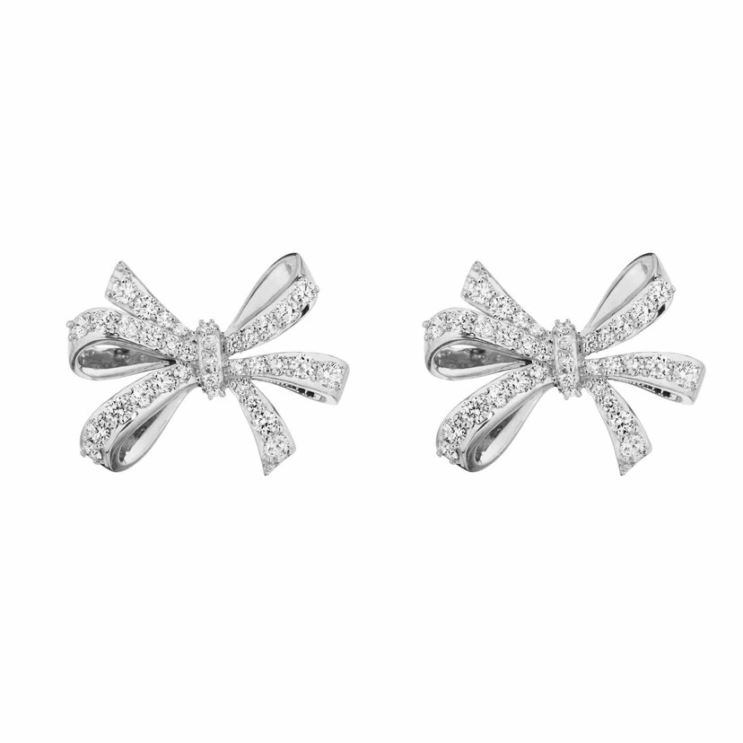Double Loop Diamond Bow Stud 