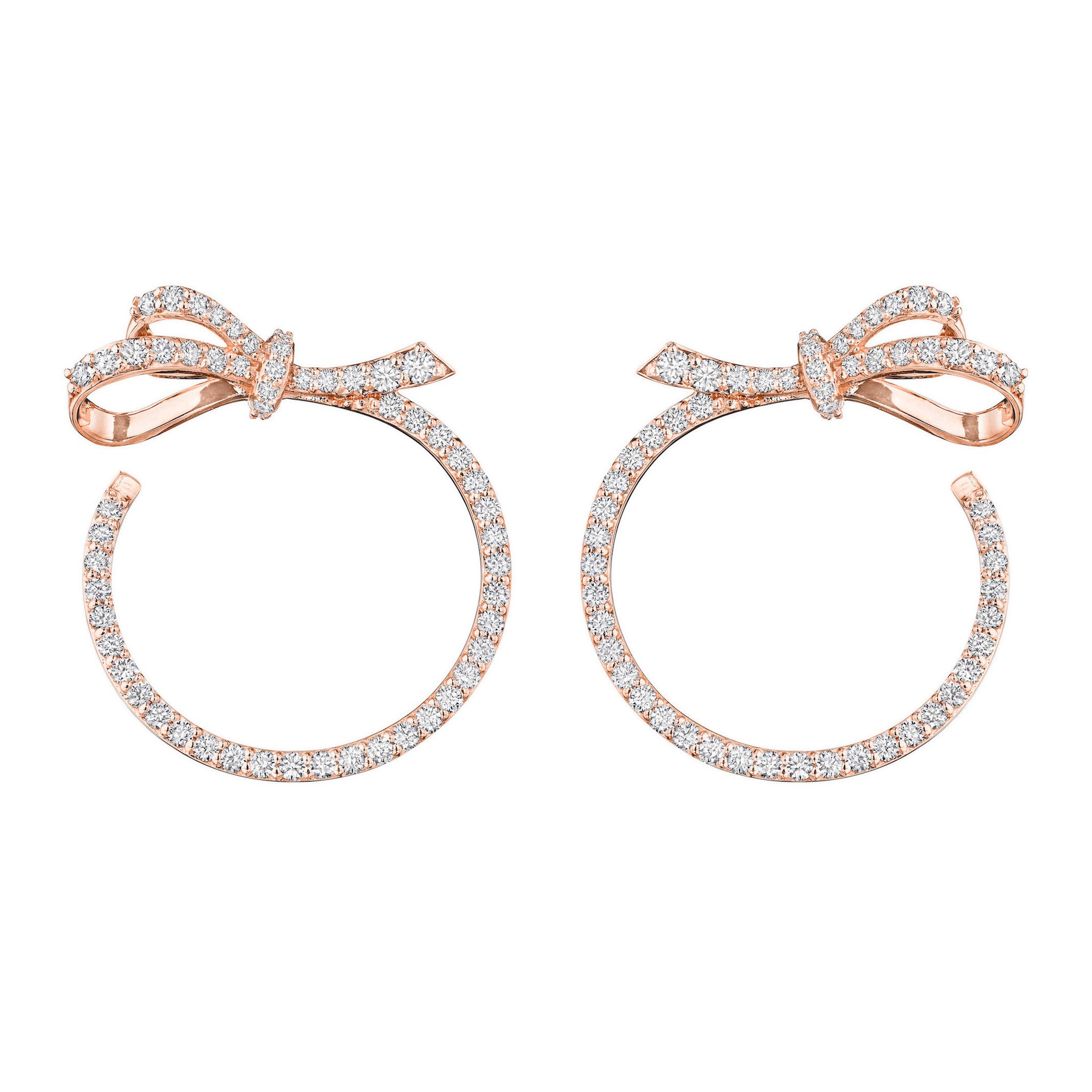 18K Rose Gold Knot Tied Bow Hoop Earrings