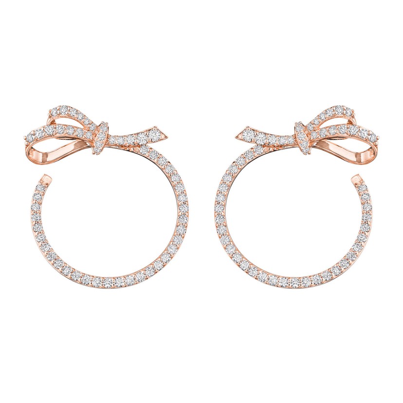 18K Rose Gold Knot Tied Bow Hoop Earrings