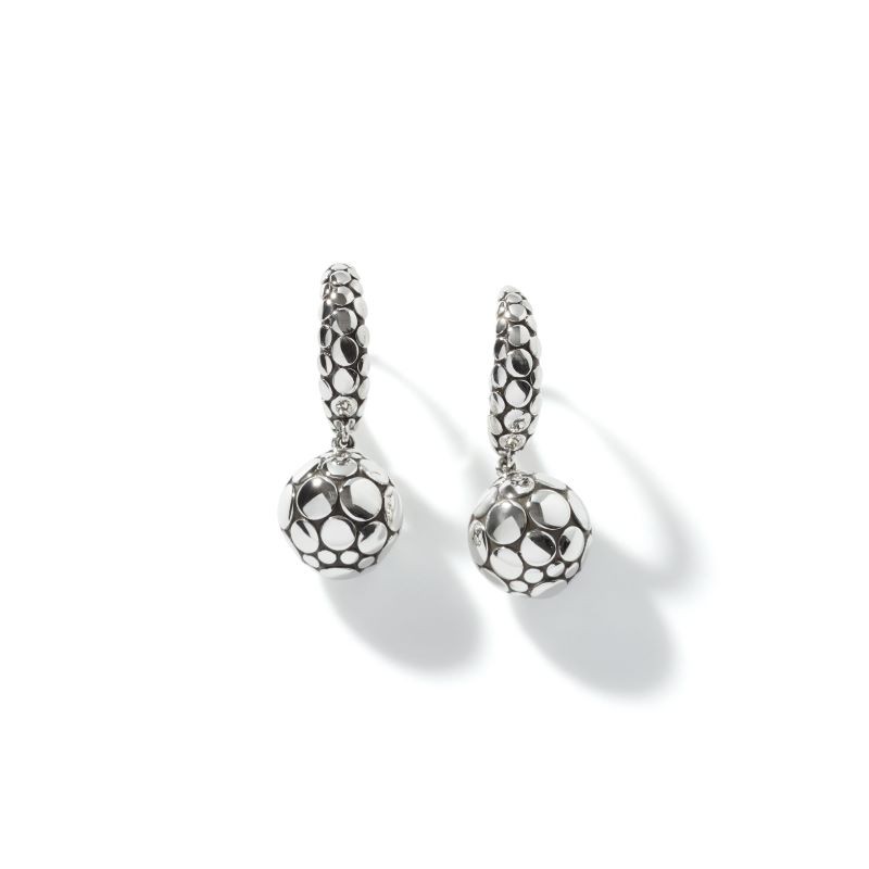 Silver Dot Ball Drop Earrings
