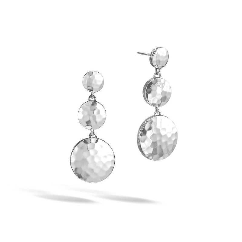 Silver Palu Triple Hammered Drop Earrings