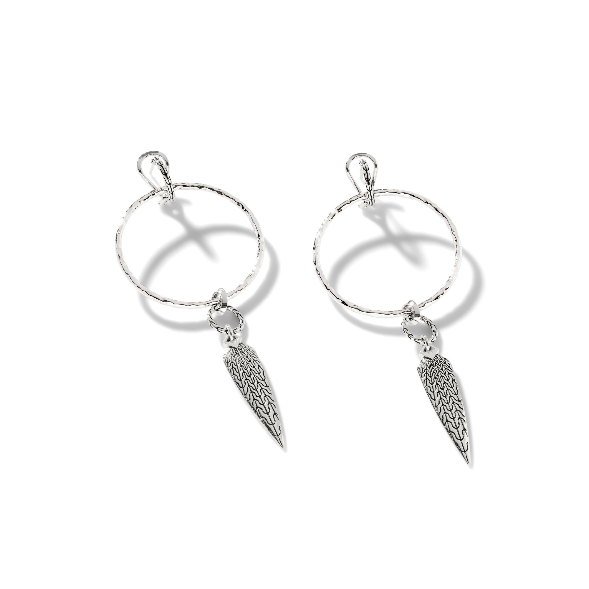 Silver and 18k Yellow Gold Classic Hammered Drop Earrings