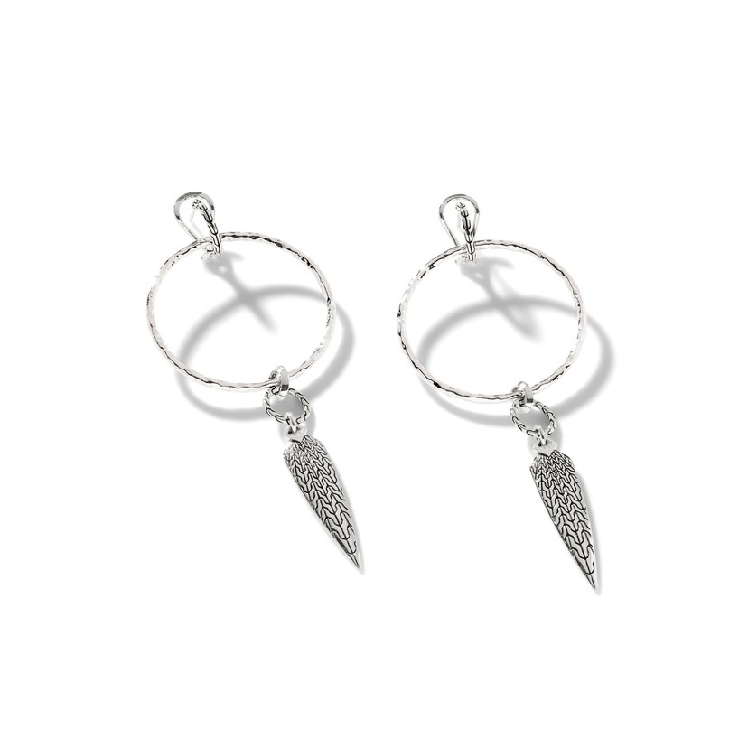 Silver and 18k Yellow Gold Classic Hammered Drop Earrings