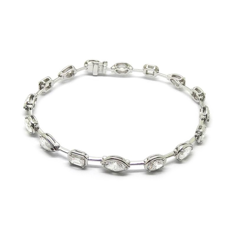 18k White Gold Alternating Multi Shape Bracelet