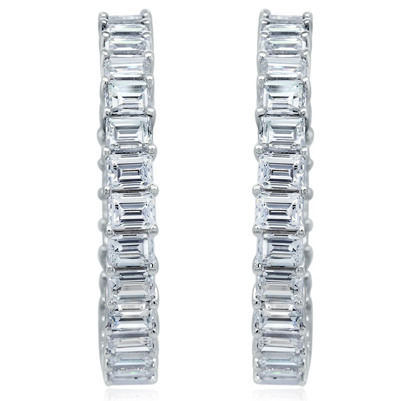 18k White Gold Diamond Hoop Earrings