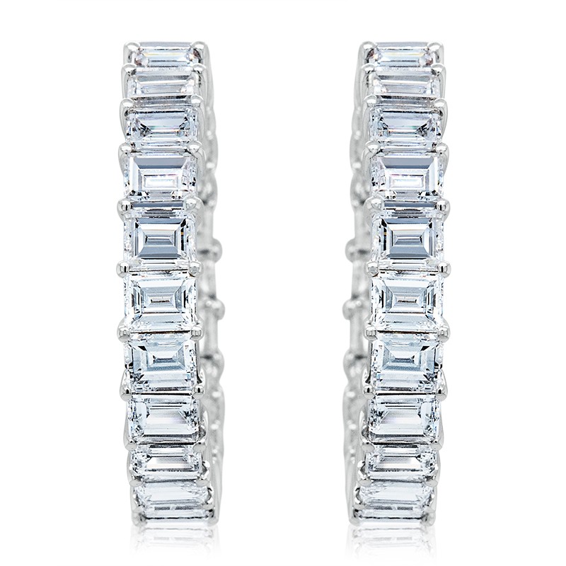 18k White Gold Diamond Hoop Earrings