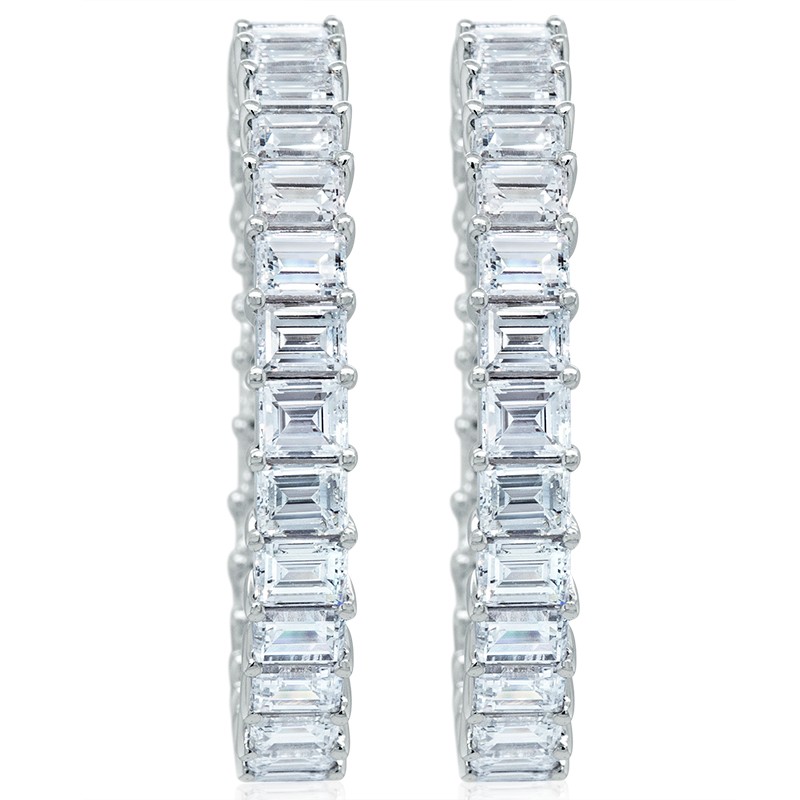18k White Gold Diamond Hoop Earrings