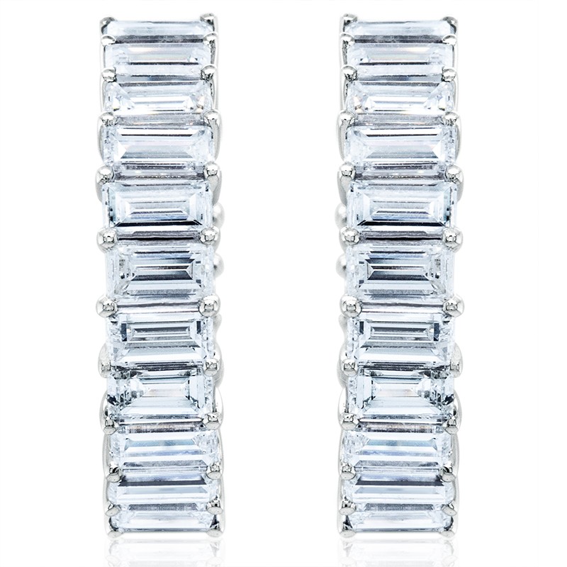 18k White Gold Diamond Hoop Earrings