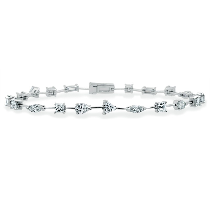 18k White Gold Multi Shape Diamond Bracelet