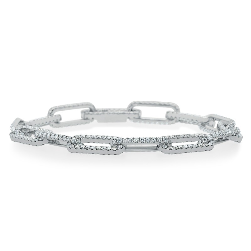 18k White Gold Diamond Paperclip Link Bracelet