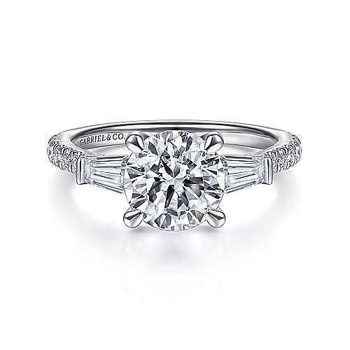 14k White Gold 3 Stone Diamond Engagement Mounting