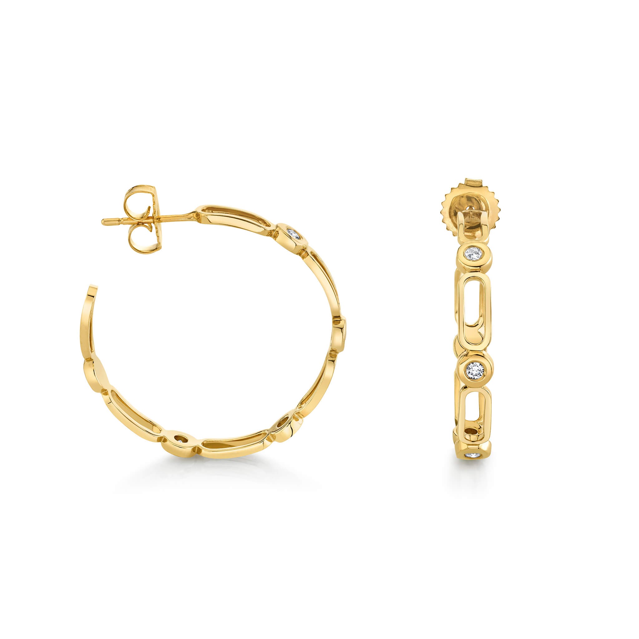 14k Yellow Gold Diamond Hoop Earrings