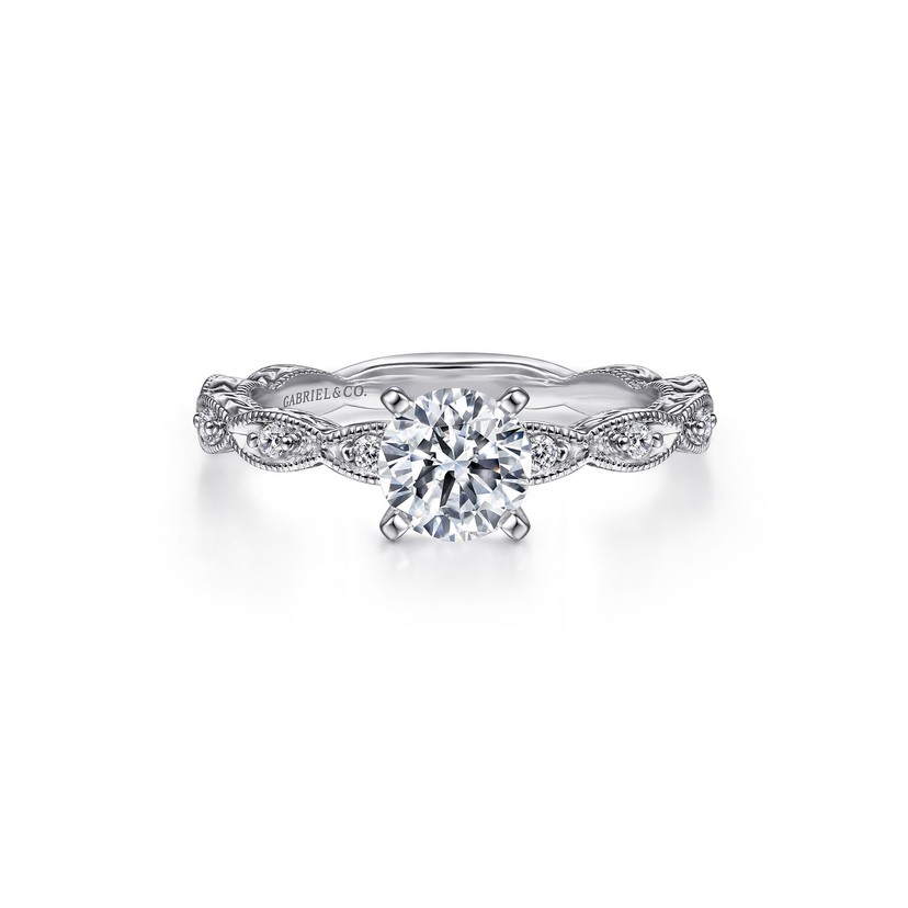 14k White Gold Engagement Ring Mounting