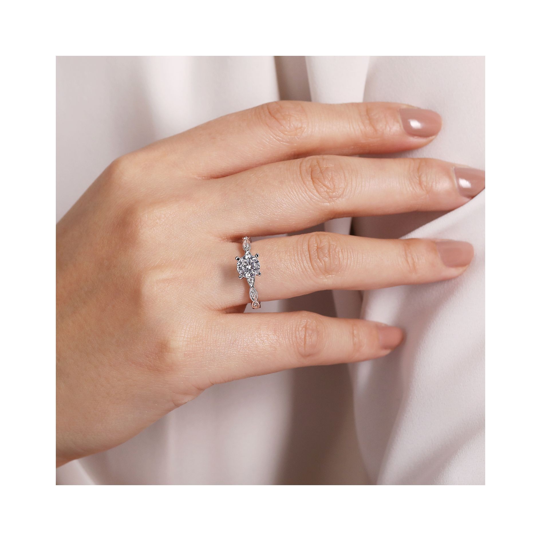 14k White Gold Engagement Ring Mounting