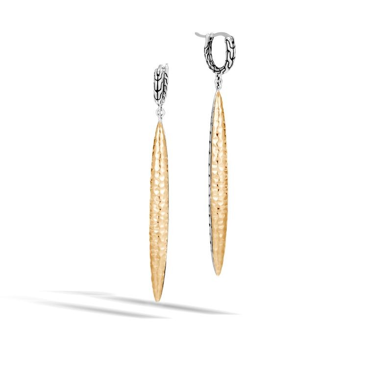 Silver and 18k Yellow Gold Linear Drop Earrings