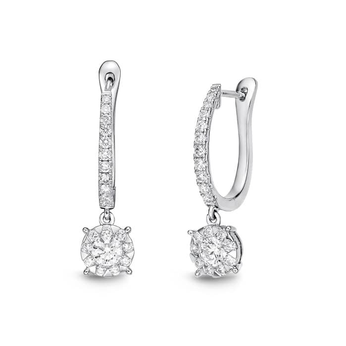 18k White Gold Bouquet Drop Earrings