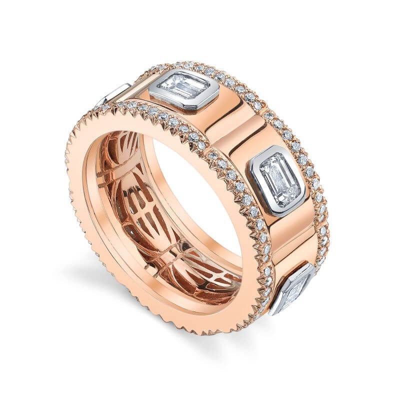 Platinum 18k Rose Gold Octagon Band