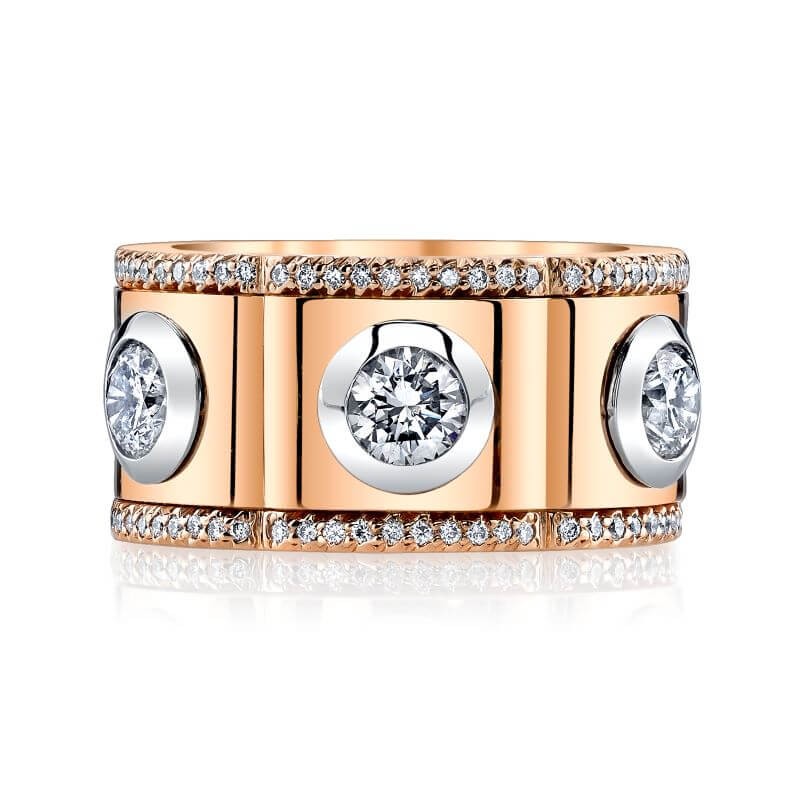 Platinum 18k Rose Gold Octagon Band