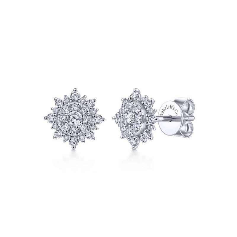 14k White Gold Starburst Earrings