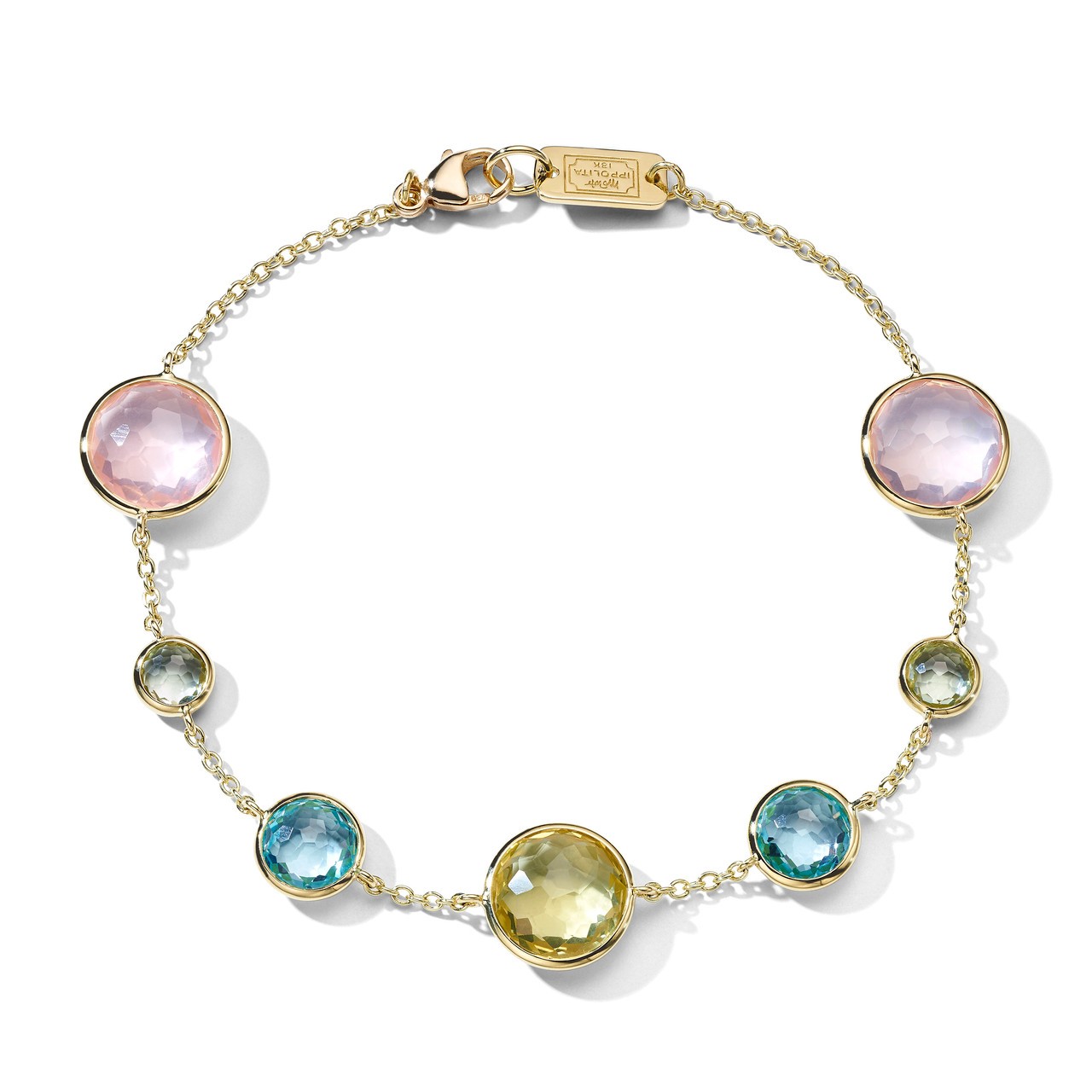 7 Stone Link Bracelet in 18K Gold