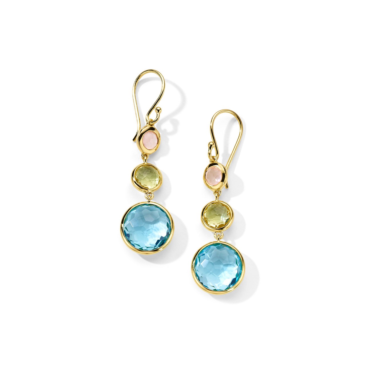 Small 3-Stone Drop Earrings in 18K Gold