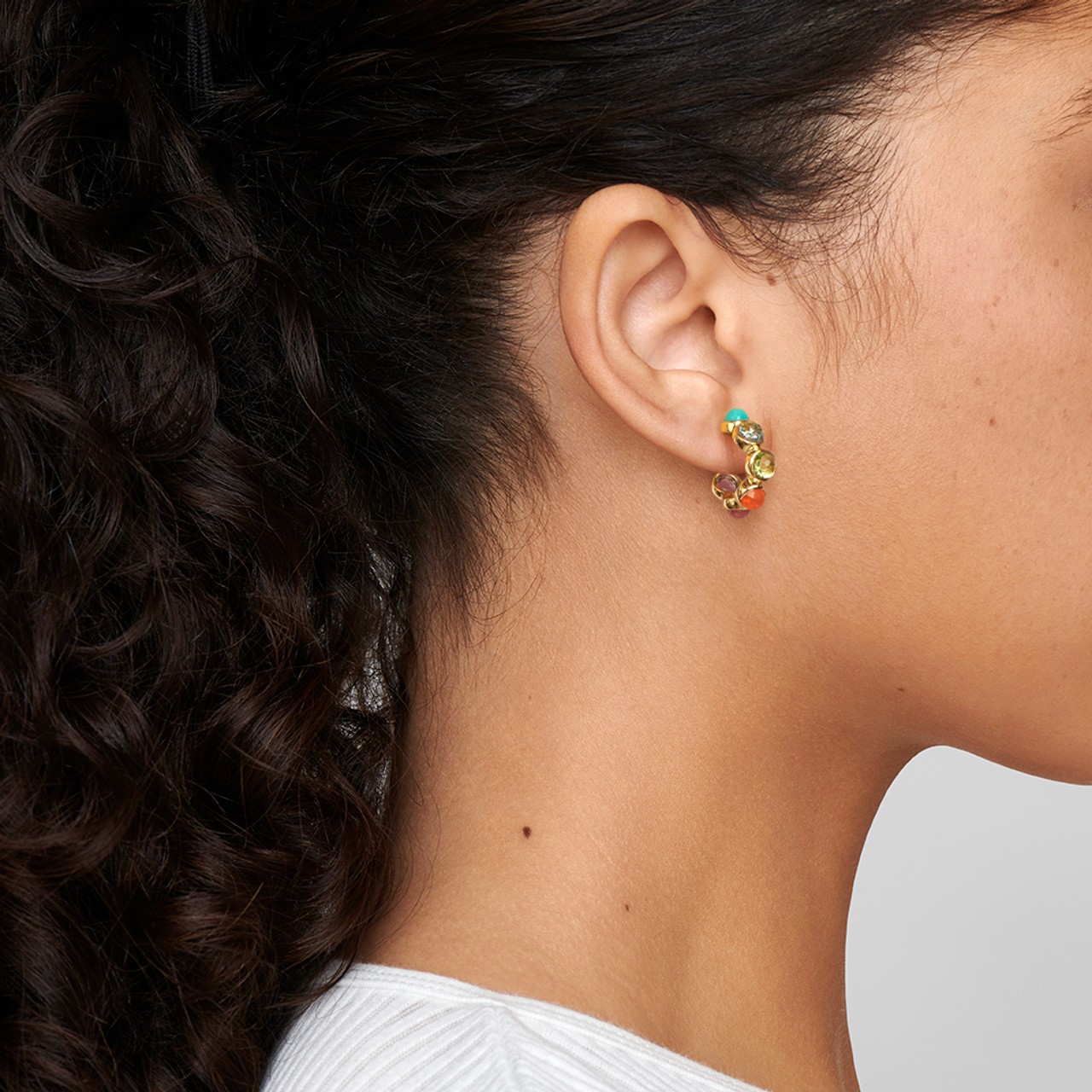 Mini Bubble Hoop Earrings in 18K Gold