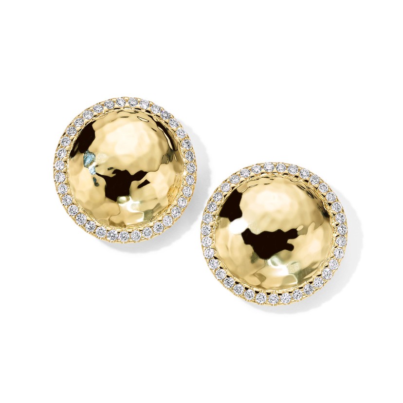 Medium Goddess Post Earrings in 18K Gold with Diamonds