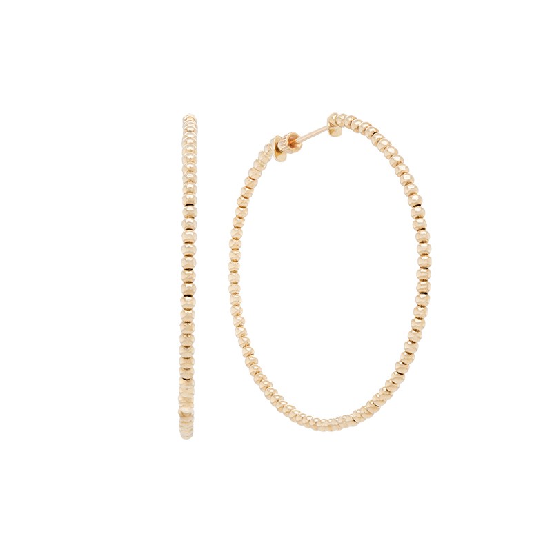14k Yellow Gold Bujukan Beaded Hoop Earrings
