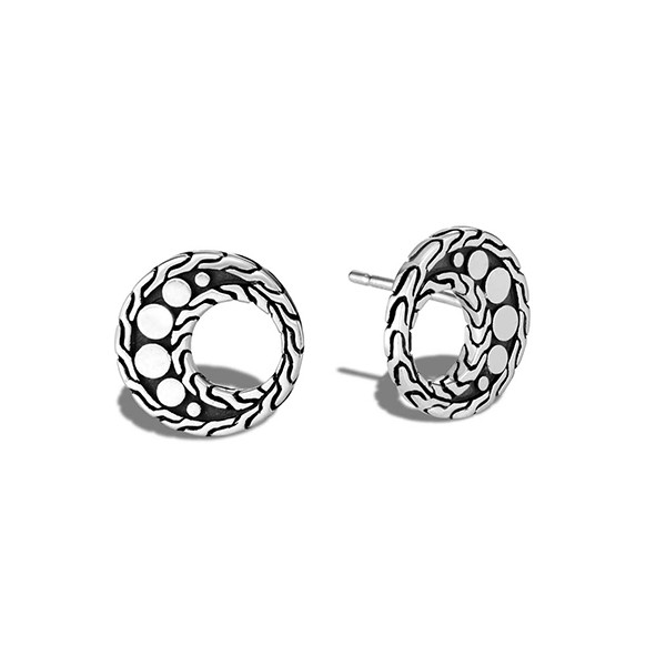Silver Open Dot Stud Earrings