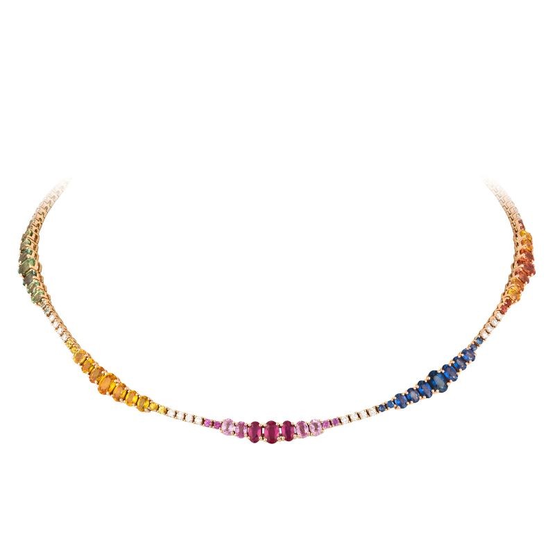 18k Rose Gold Gradient Rainbow Necklace