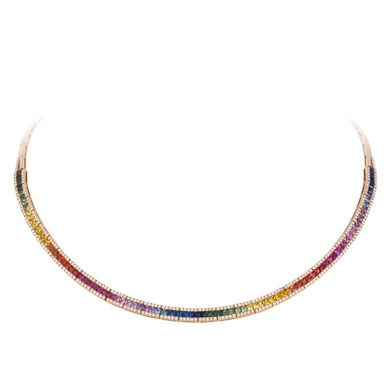 18k Rose Gold Rainbow Necklace