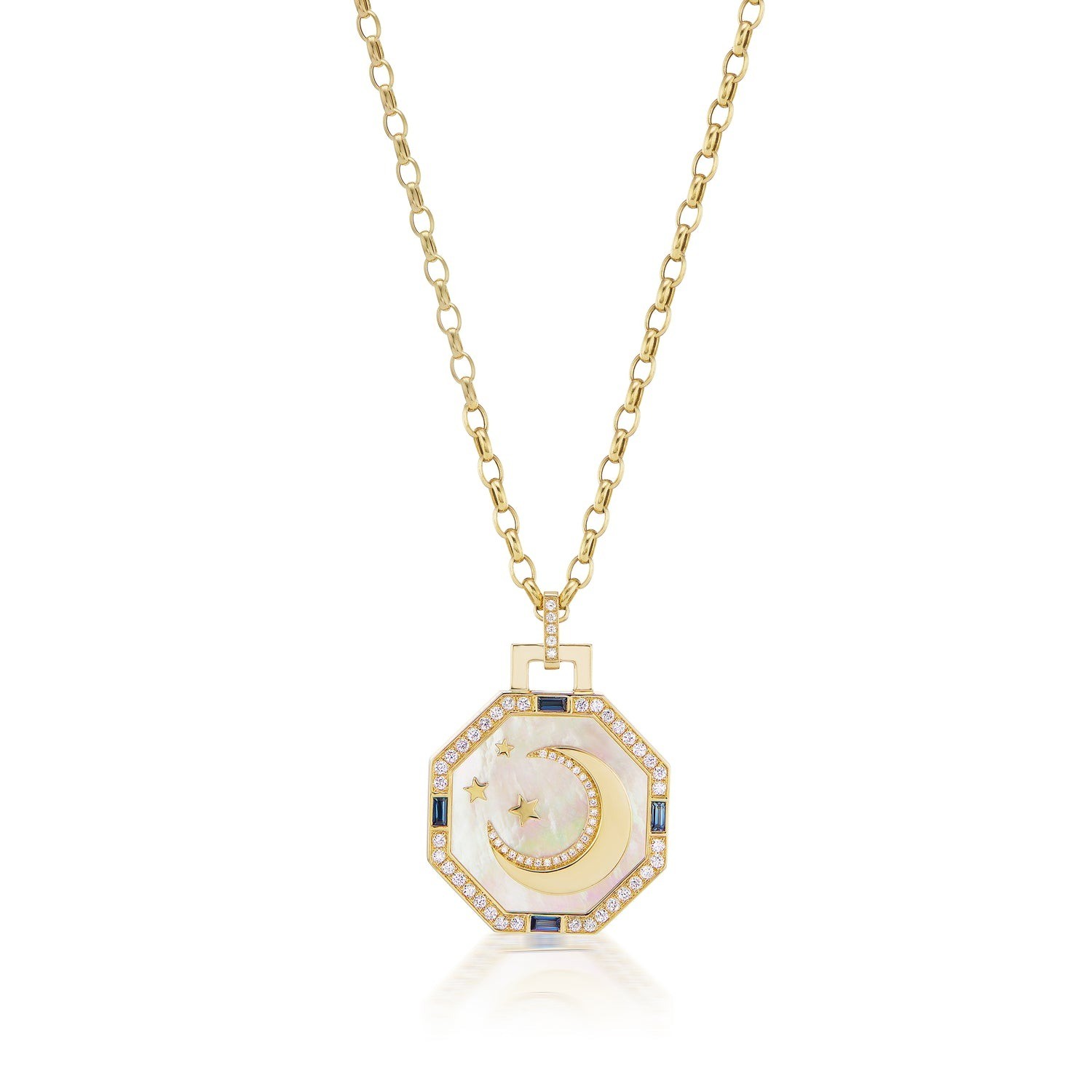 18k Yellow Gold Octagonal La Luna Pendant