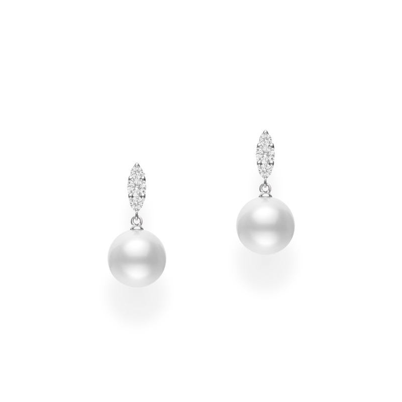 18k White Gold Morning Dew Pearl Drop Earrings