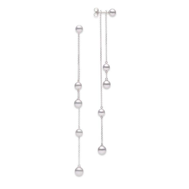 18k White Gold Akoya Pearl Dangling Earrings