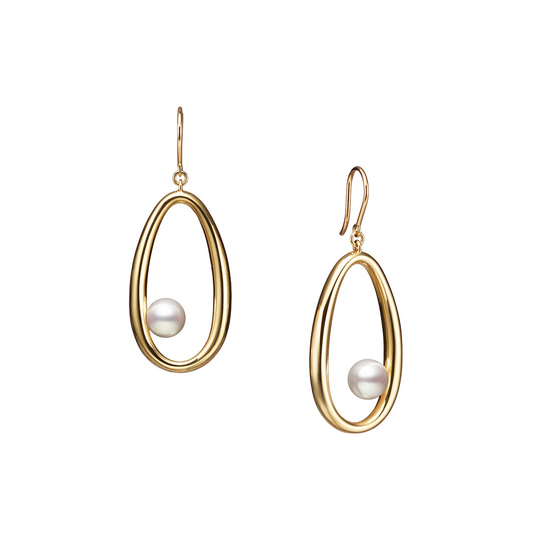 18K Yellow Gold Akoya Cultured Pearl Earrings