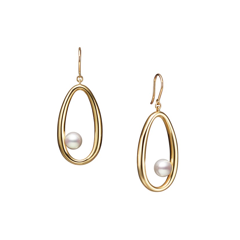 18K Yellow Gold Akoya Cultured Pearl Earrings