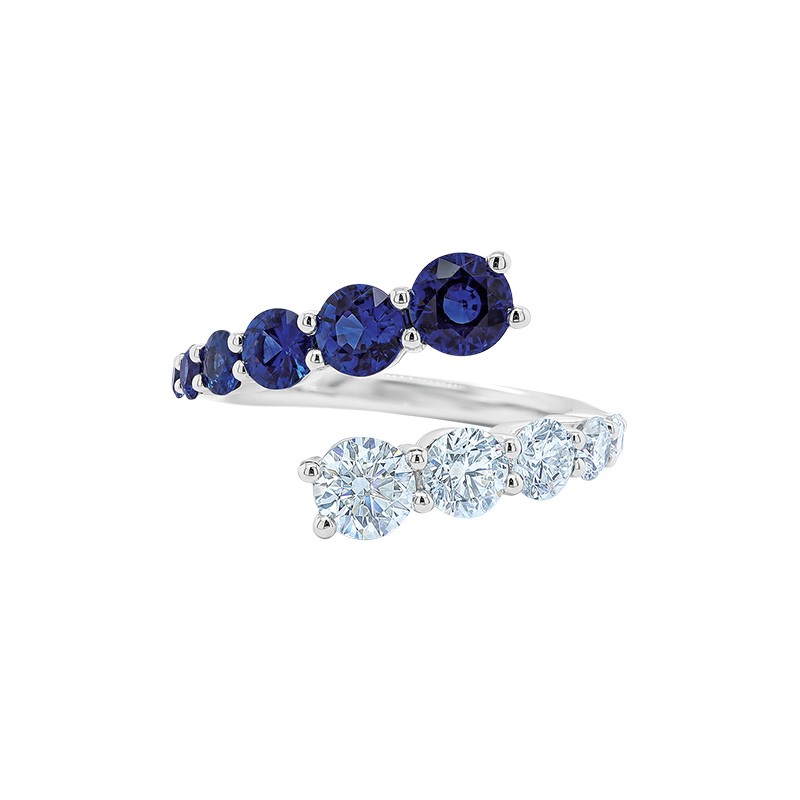 18k White Gold Sapphire Bypass Ring