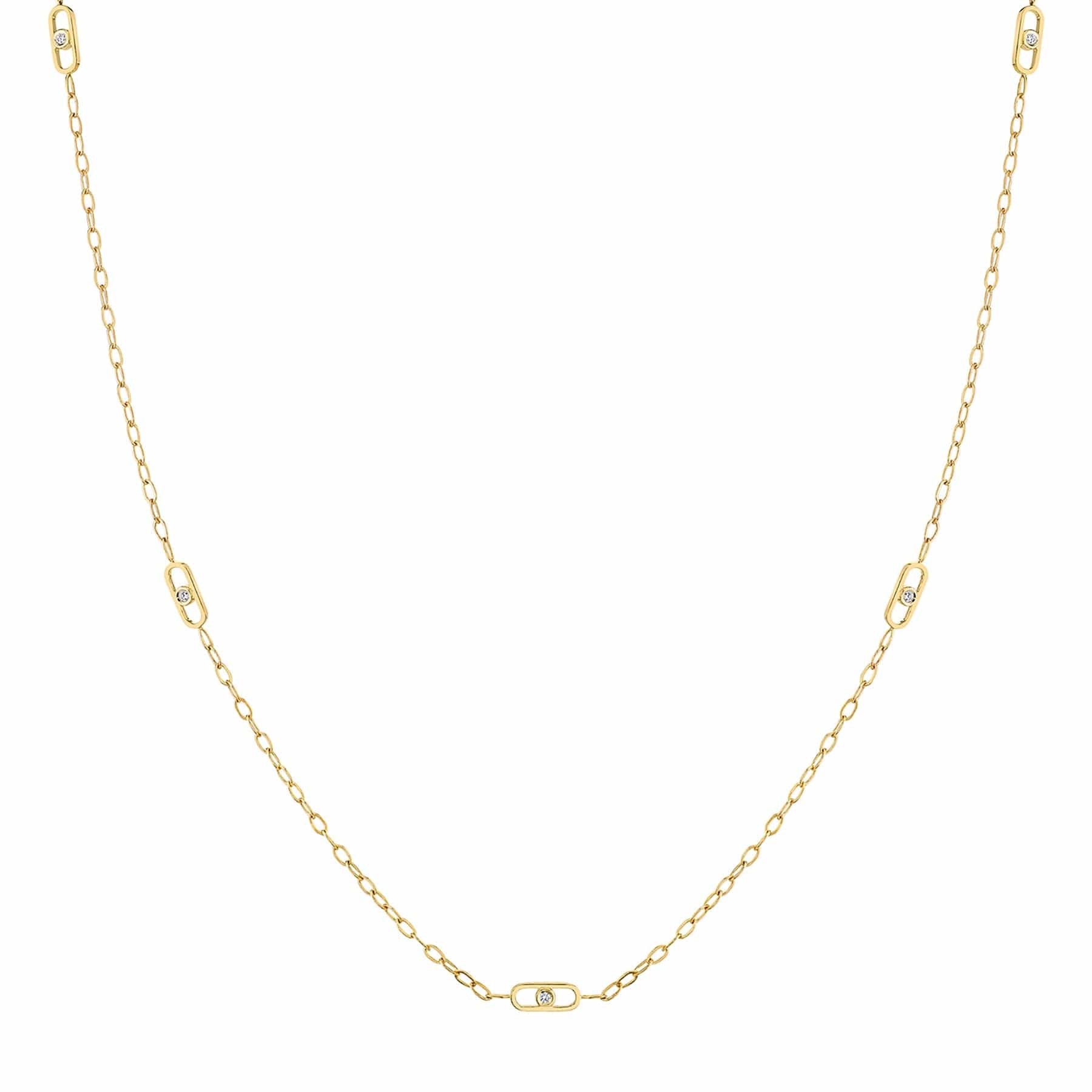 14k Yellow Gold Streamlined Diamond Necklace