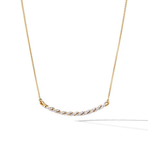 Petite Pavé Station Necklace in 18K Yellow Gold with Diamonds