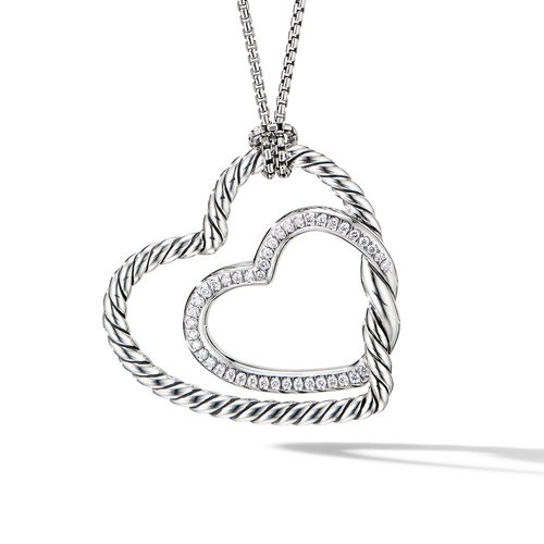 Continuance® Heart Necklace in Sterling Silver with Pavé Diamonds