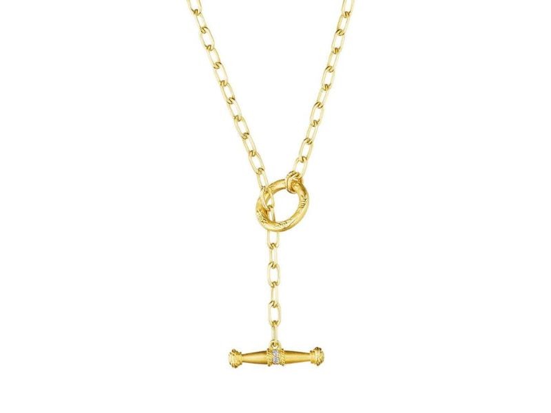 18k Yellow Gold Large Diamond Toggle Necklace