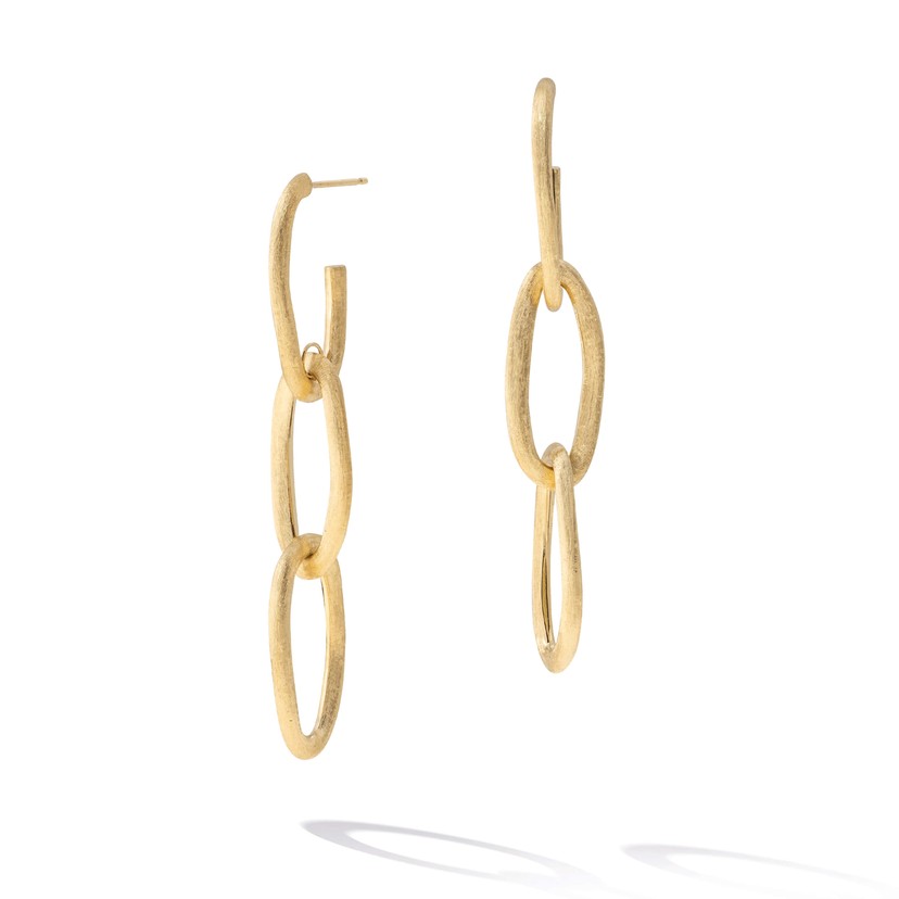 18k Yellow Gold Triple Link Drop Earrings