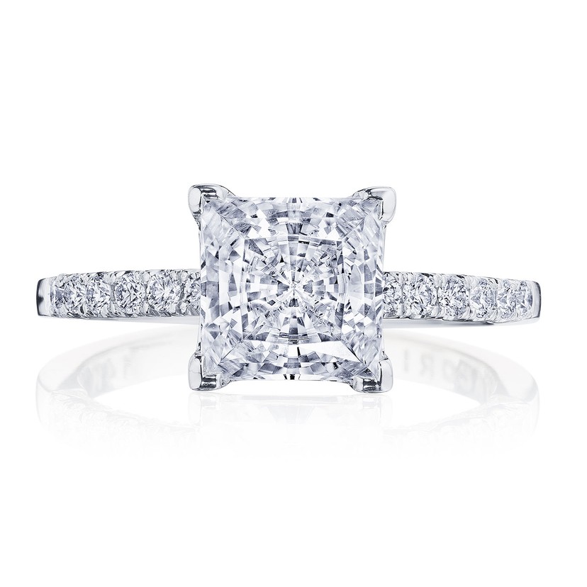 18k White Gold Diamond Sculpted Engagement Mounting