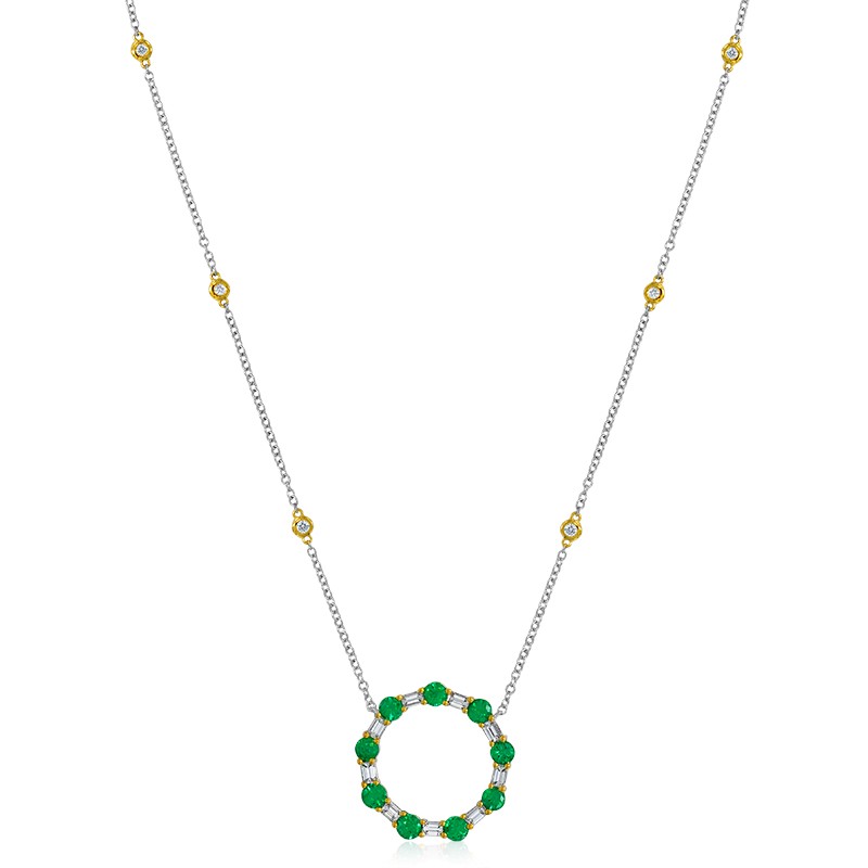 18k Two Tone Diamond Open Circle Necklace