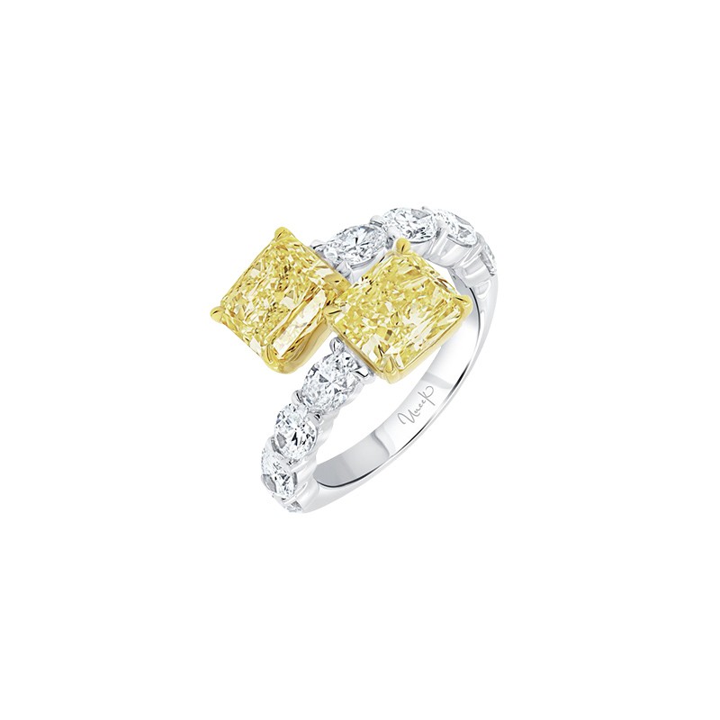 18K Two-Tone Bypass Radiant Fancy Yellow Diamond Ring