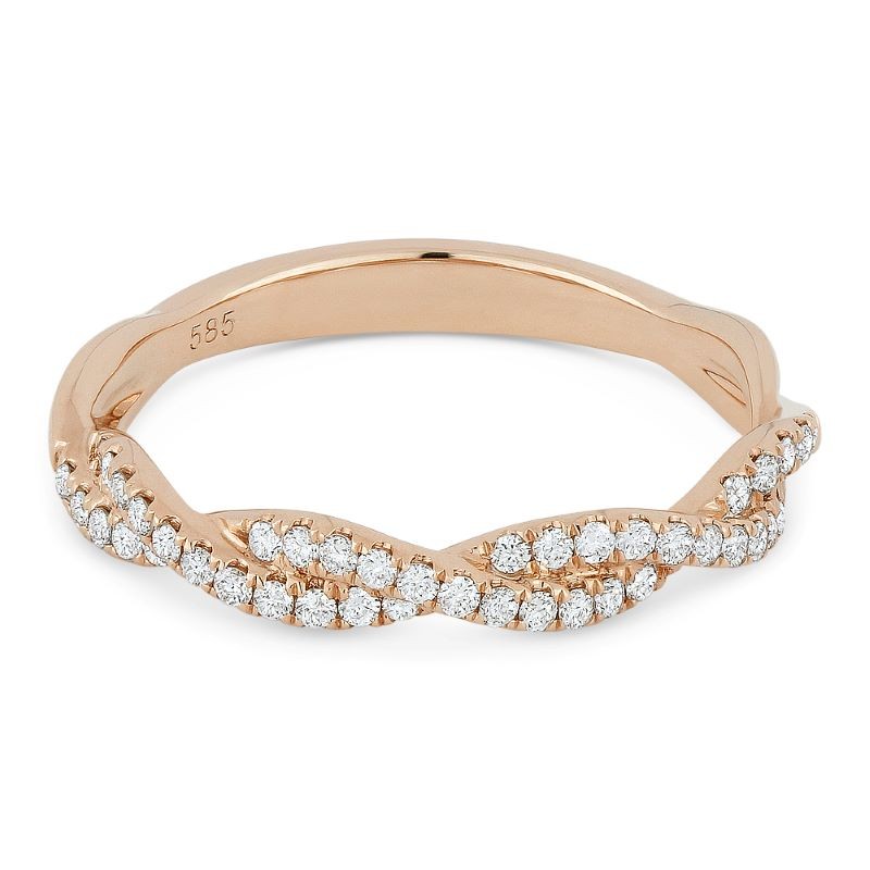 14k Rose Gold Diamond Infinity Stack Ring