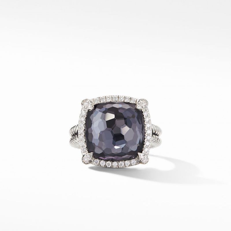 Sterling Silver Chatelaine Hematine Diamond Ring