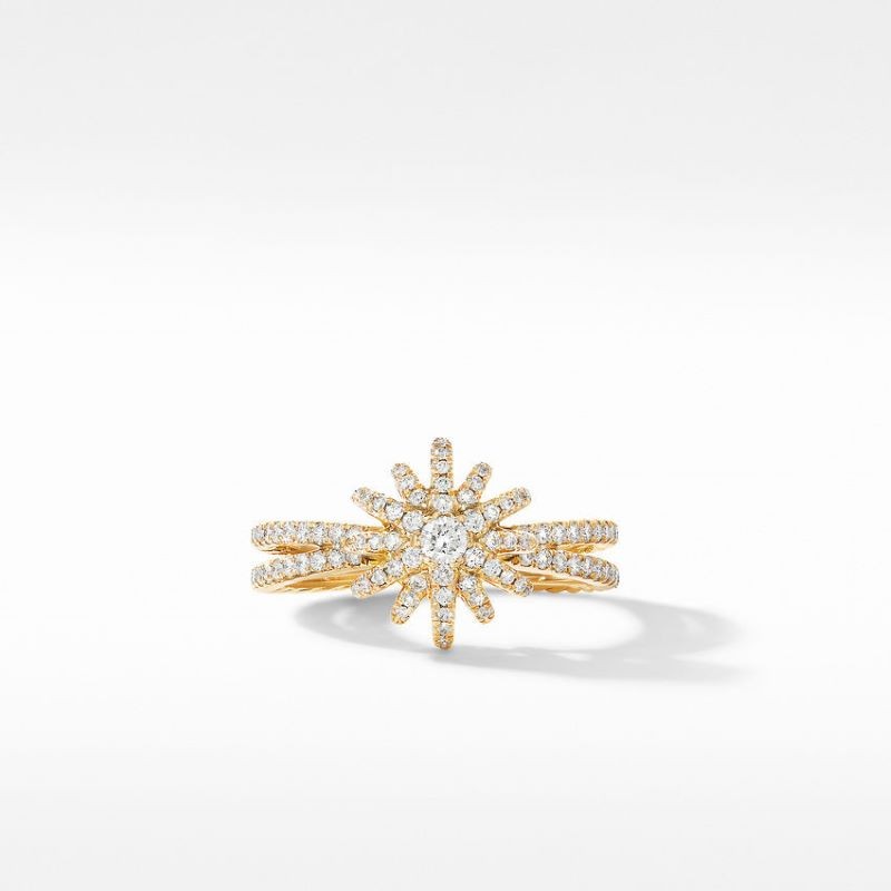 18k Yellow Gold Starburst Diamond Ring