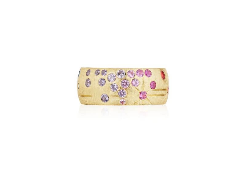 18k Yellow Gold Rainbow Galaxy Ring