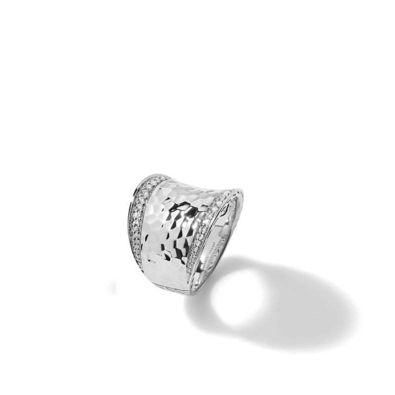 Classic Chain Silver Diamond Saddle Ring